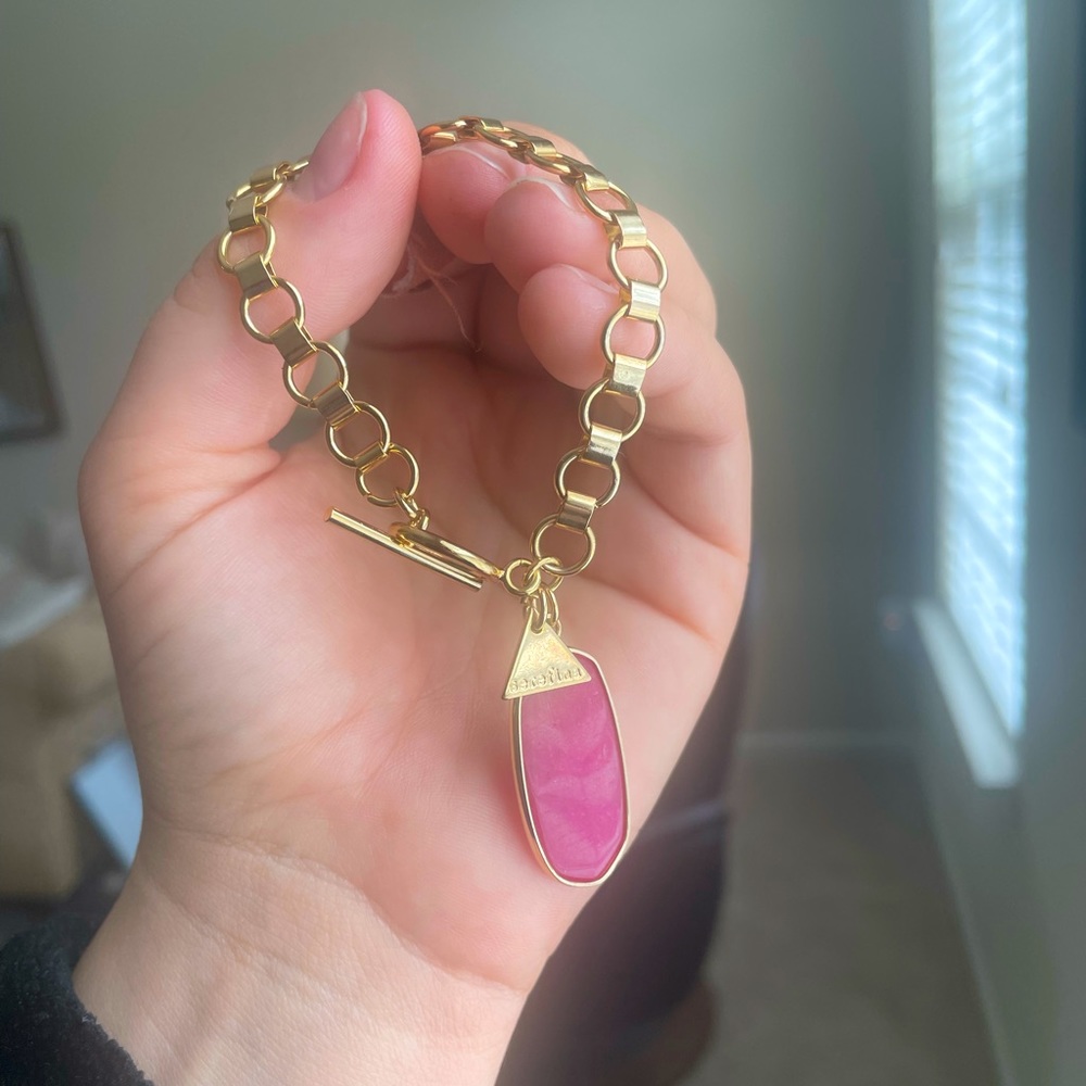 Anthropologie Chain Bracelet with Magenta Stone